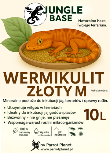 Jungle Base - zlatý vermikulit - M – minerální substrát pro inkubaci vajec a terária 10 litrů od ParrotPlanet.cz