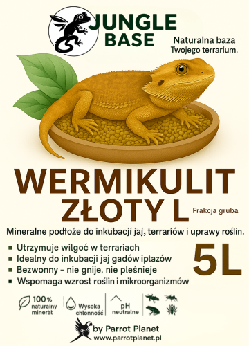 Jungle Base - zlatý vermikulit - L – minerální substrát pro inkubaci vajec a terária 5 litrů od ParrrotPlanet.cz