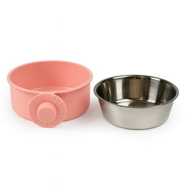 Roztomilá a praktická kovová miska velikosti S v pastelově růžové barvě | Parrot Planet od ParrotPlanet.cz