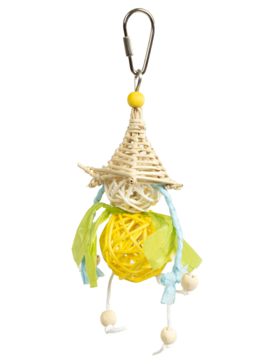 Trpaslík – hračka pro malé papoušky z proutí a papíru (cca 18 x 14 x 8 cm) od ParrotPlanet.cz