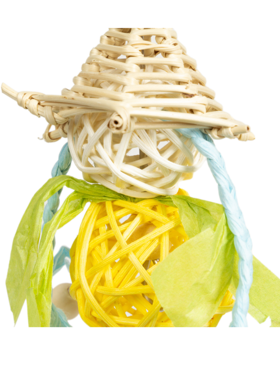 Trpaslík – hračka pro malé papoušky z proutí a papíru (cca 18 x 14 x 8 cm) od ParrotPlanet.cz