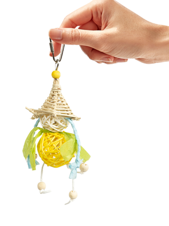 Trpaslík – hračka pro malé papoušky z proutí a papíru (cca 18 x 14 x 8 cm) od ParrotPlanet.cz