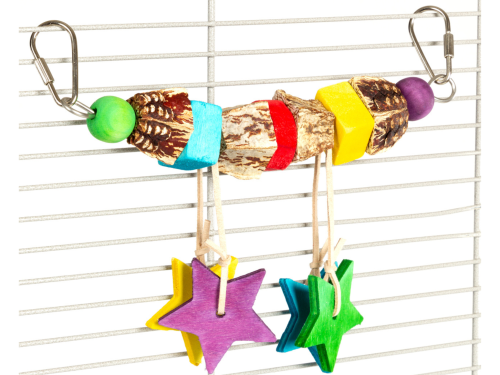 Avian Fun Swing – barevná houpačka z mahagonu a kůže pro malé papoušky a papoušky od ParrotPlanet.cz