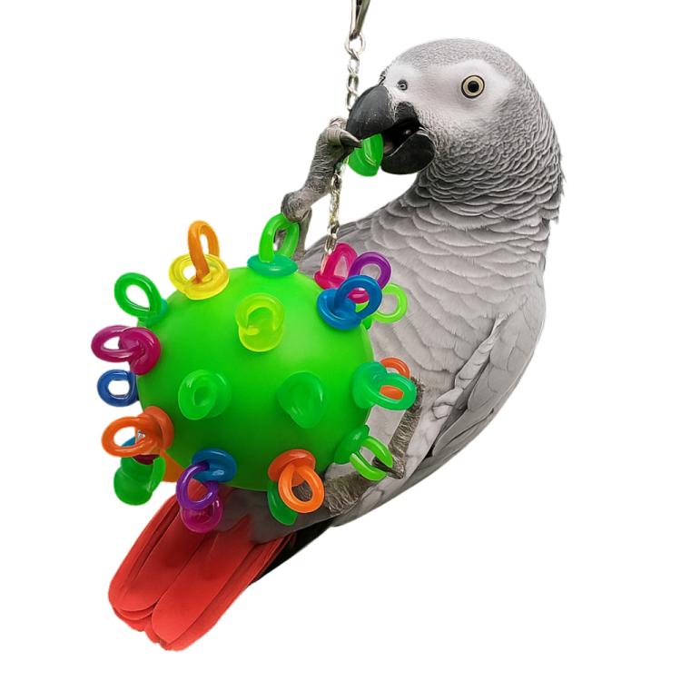 Závěsné dudlíky v míčku L | Kreativní hračka pro velké a střední papoušky | Zelená | Parrot Planet od parrotPlanet.cz
