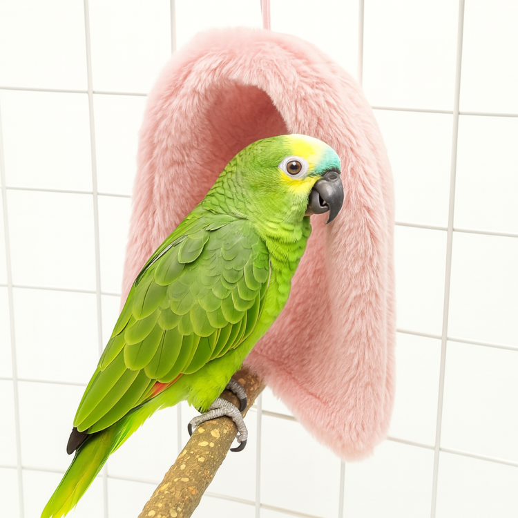 Teplá jeskyňka z fleece - Stan pro střední papoušky Růžový L | Parrot Planet od parrotPlanet.cz