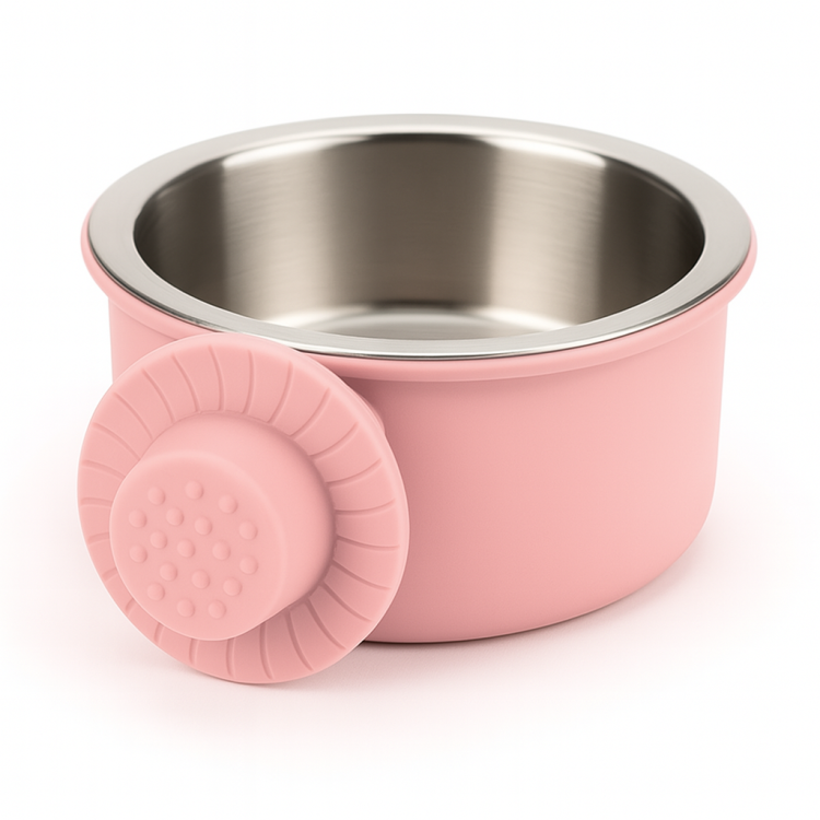 Roztomilá a praktická kovová miska velikosti S v pastelově růžové barvě | Parrot Planet od ParrotPlanet.cz