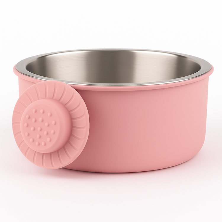 Roztomilá a praktická kovová miska ve velikosti L v pastelově růžové barvě | Parrot Planet.cz