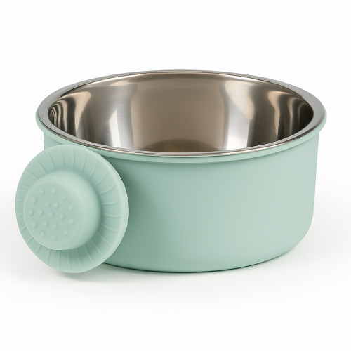 Roztomilá a praktická kovová miska velikosti L v pastelově zelené barvě ParrotPlanet.cz