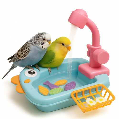 Bazén pro papoušky s hračkami, modrý | Parrot Planet.cz