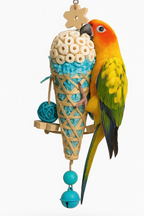 Kornout pro papoušky Hračka se zvonkem, květinami a míčky | Parrot Planet.cz