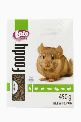 Lolo Pets Foody – Prémiové kompletní krmivo pro chinchilly 450 g od ParrotPlanet.cz