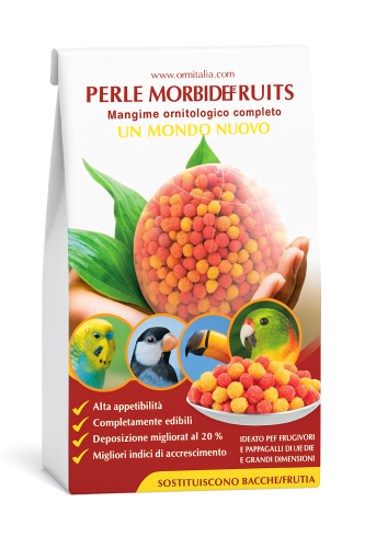 Ornitalia Perle Morbide FRUITS RED – Lahodné ovocné klíčky v barevných kuličkách pro všechny papoušky 800 g od ParrotPlanet.cz