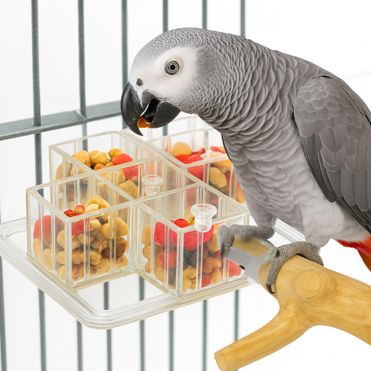 Čtyřnásobná miska  – hračka a miska na krmení pro papoušky od ParrotPlanet.cz