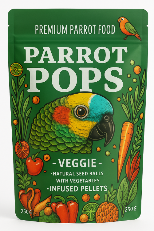 Parrot Pops VEGGIE – Big Parrot – Krmivo: zrní se zeleninou ve tvaru kuliček pro střední a velké papoušky 250 g od ParrotPlanet.cz