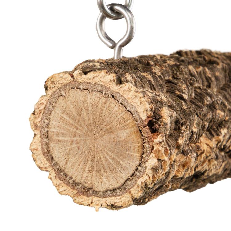 Přírodní houpačka z kůry korkového dubu s barevnými kostkami XXL | pro střední a velké papoušky | korek pro papouška od ParrotPlanet.cz