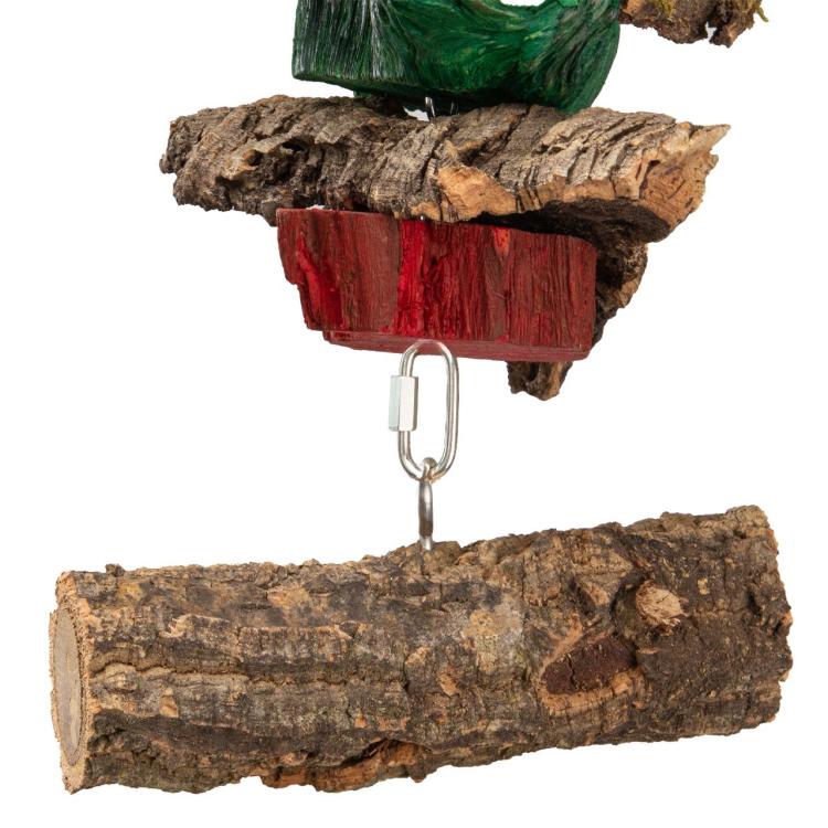 Hračka z korku a dřevěných destiček – přírodní hračka pro papoušky | délka cca 15 cm od ParrotPlanet.cz