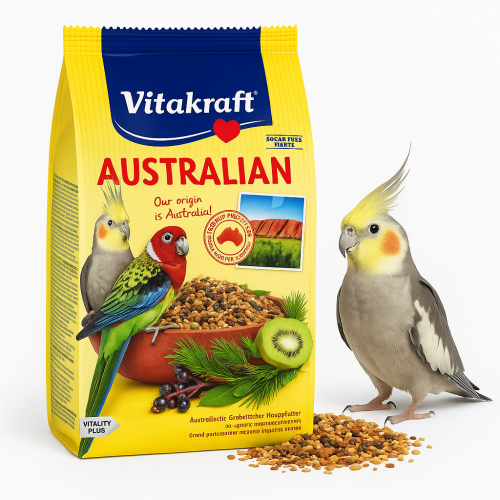 Vitakraft Australian 750 g – Prémiové krmivo pro andulky a rozelly | Přírodní složky, ovoce, semena, kompletní sada vitamínů od ParrotPlanet.cz
