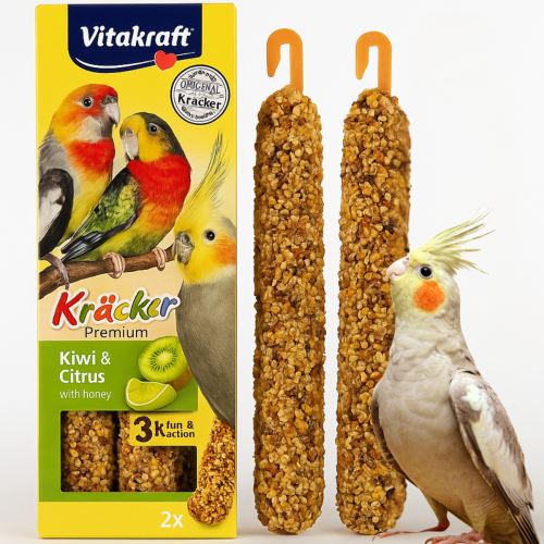 Vitakraft Kracker Premium – Kiwi a Citrón – výjimečný dvojitý koláč pro andulky 2 ks od Parrotplanet.cz