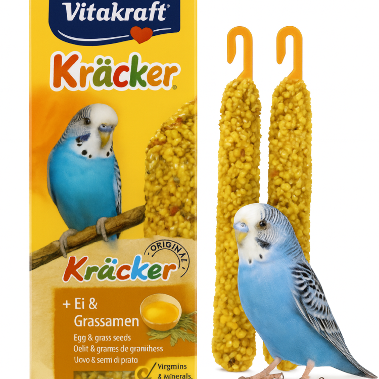 Vitakraft Kracker Vejce & Tráva pro andulky – 2 ks | Super chuť, Přírodní složky, Zdravý zobák od ParrotPlanet.cz