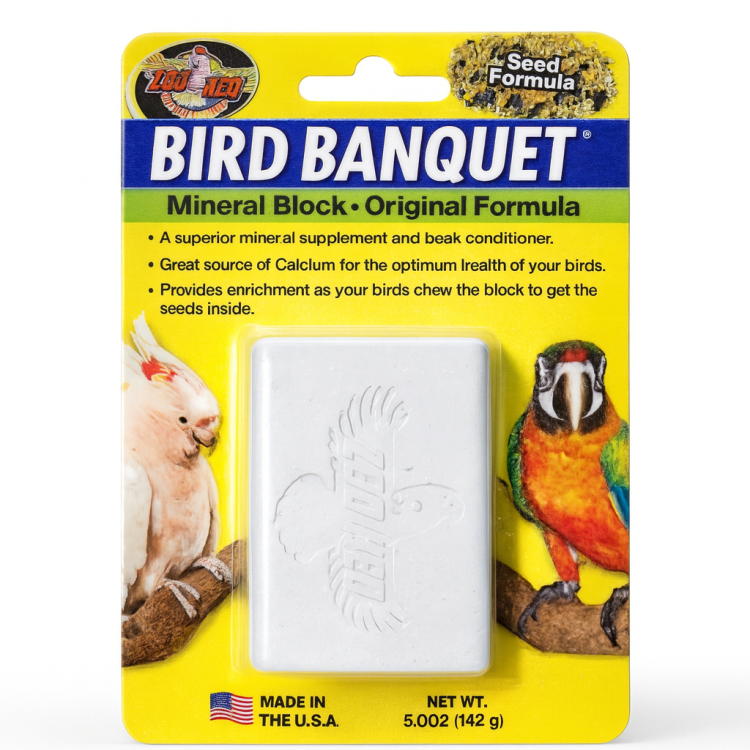 Zoo Med | Bird Banquet | minerální vápenatý blok XL pro papoušky | se semínky | 142 g od ParrotPlanet.cz
