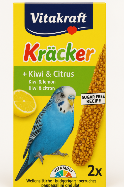 Vitakraft Kräcker Kiwi & Citrus pro andulky 2 ks – přírodní křupavý klasy podporující zdraví  od Parrotplanet.cz