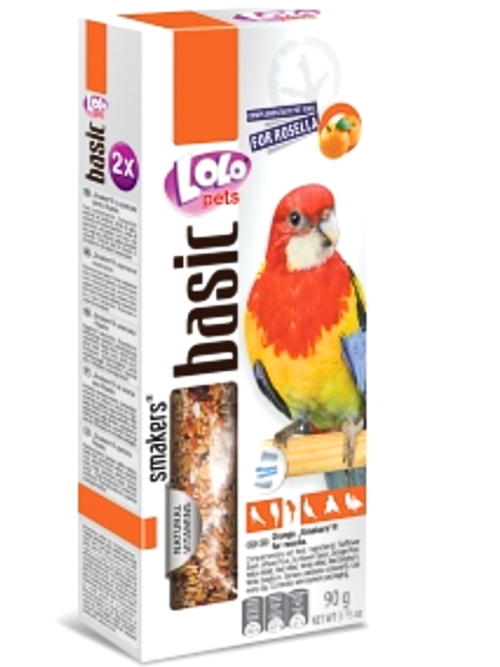 OUTLET – LoLo Pets Basic Smakers pro rozelu (pomerančový) 90 g (2×45 g) – poškozený obal  od ParrotPlanet.cz