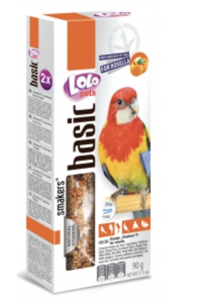 OUTLET – LoLo Pets Basic Smakers pro rozelu (pomerančový) 90 g (2×45 g) – poškozený obal  od ParrotPlanet.cz