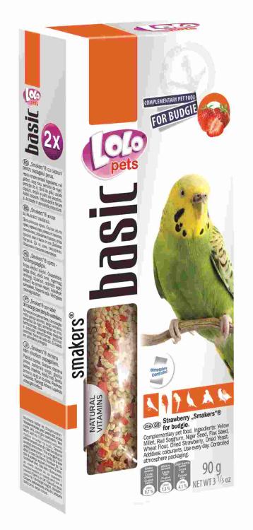 OUTLET – LoLo Pets Basic Smakers jahodový pro andulku 90 g (2×45 g) – poškozený obal  od ParrotPlanet.cz
