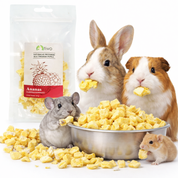 Křupavý lyofilizovaný ananas pro hlodavce – přírodní ovocný pamlsek | 25 g od ParrotPlanet.cz