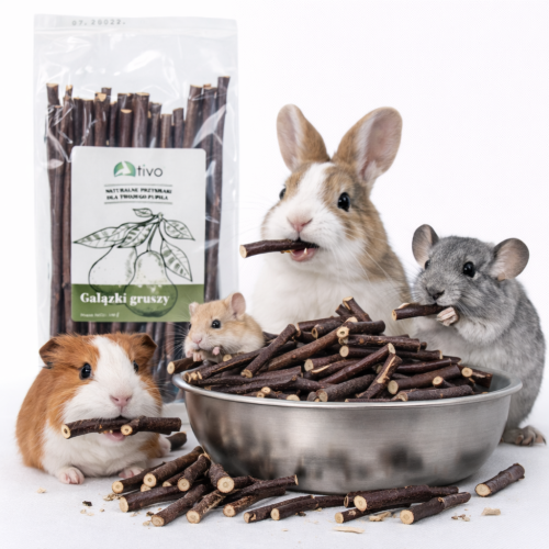 TIVO Větvičky hrušně pro hlodavce – přírodní hlodací materiál a rostlinný doplněk | 100 g od ParrotPlanet.cz