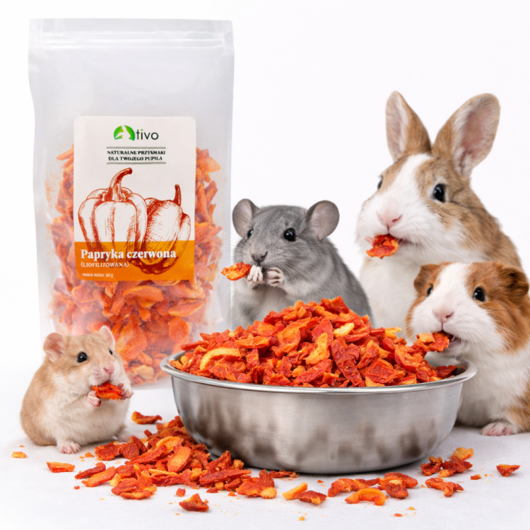 Lyofilizovaná červená paprika pro hlodavce – přírodní zeleninový pamlsek | 20 g  od ParrotPlanet.cz