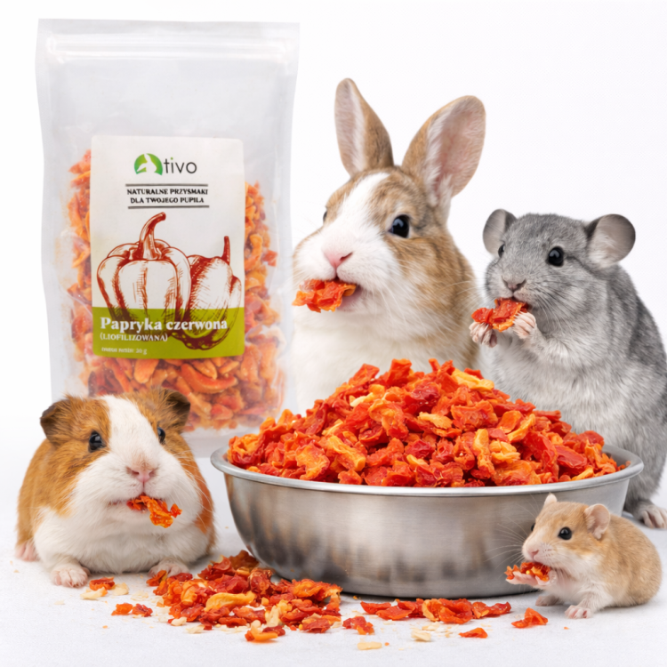 Lyofilizovaná červená paprika pro hlodavce – přírodní zeleninový pamlsek | 20 g  od ParrotPlanet.cz