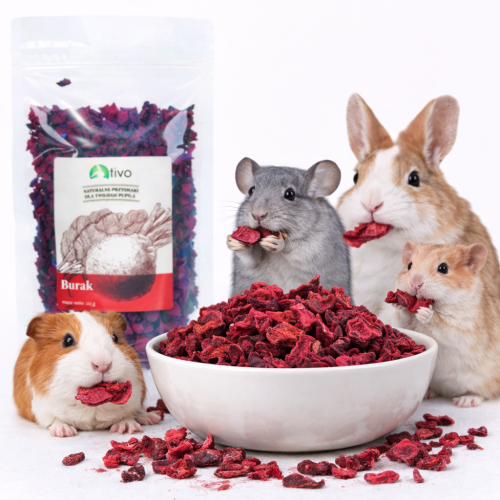 Křupavá červená řepa pro hlodavce – přírodní zeleninový pamlsek | 125 g od ParrotPlanet.cz