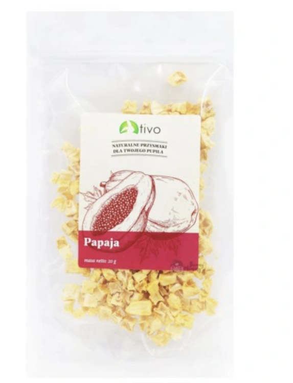 Křupavá lyofilizovaná papája pro hlodavce – přírodní ovocný pamlsek | 20 g  od ParrotPlanet.cz