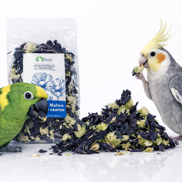 Listy černé malvy – černá malva pro všechny papoušky 45 g  od ParrotPlanet.cz
