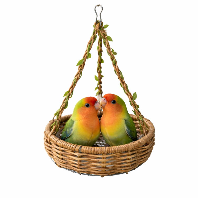 Papouščí ostrůvek – kulatá závěsná odpočinková hamaka 15 × 4 cm od ParrotPlanet.cz