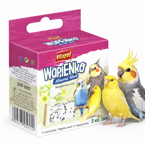 Vitapol Vápenný – Vápenný kostka s černuchou pro ptáky 35 g od parrotplanet.cz