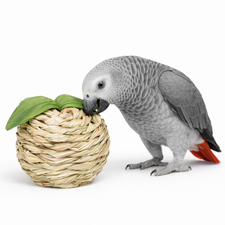 Proutěná pomeranč – přírodní hračka do zobáku pro papoušky od ParrotPlanet.cz