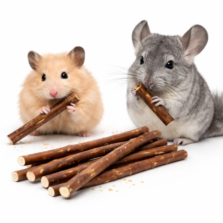 Dřevěné tyčinky 18 cm – 20 ks. Přírodní větvičky k okusování pro hlodavce od ParrotPlanet.cz