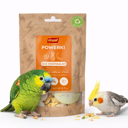 Powerki Mix Tropical Liofilizowane 20 g – 100% Owoców dla Papug | Kiwi, Banan, Ananas od ParrotPlanet.pl