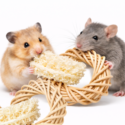 Přírodní kroužky 13 cm – ratan, tykev, kukuřičné listy | hračka pro hlodavce od ParrotPlanet.cz