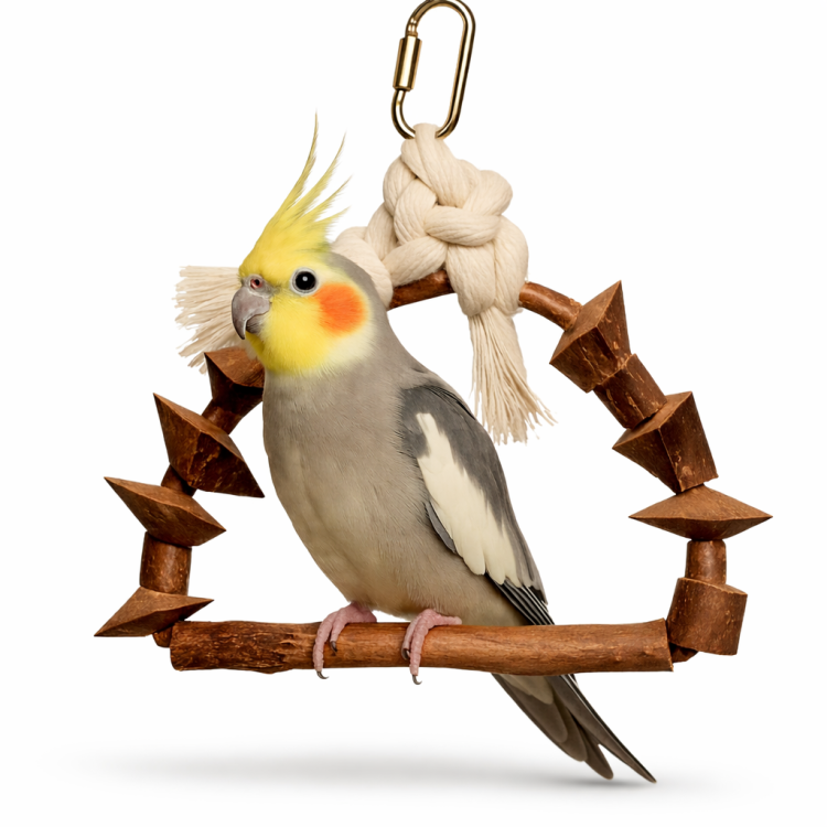 Přírodní dřevěná radost – houpačka pro malé a střední papoušky od ParrotPlanet.cz
