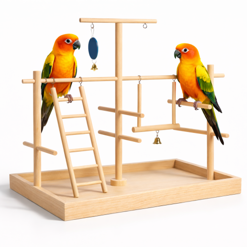 Rajský Koutek – Dřevěné hřiště pro ptáky 35 × 25 × 35 cm od ParrotPlanet.cz