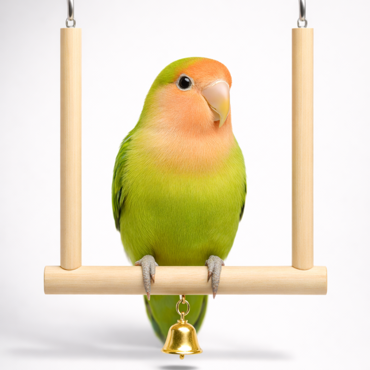 SwingBell – dřevěná houpačka s rolničkou pro ptáky od ParrotPlanet.cz