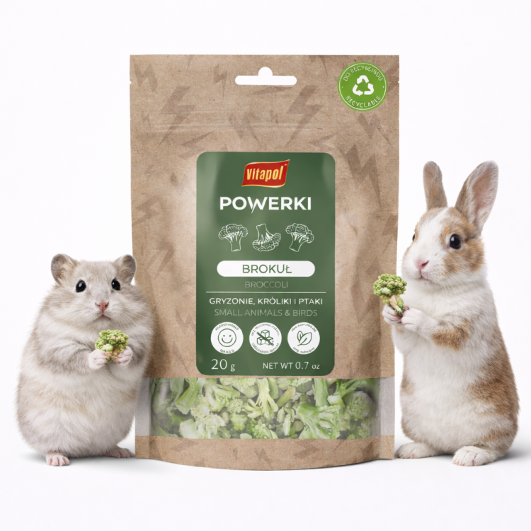 Powerki Vitapol – lyofilizovaná brokolice 20 g – přírodní pochoutka pro hlodavce od ParrotPlanet.cz