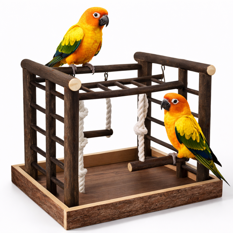 Papouščí Oáza – dřevěné hřiště 36 × 29 × 25 cm od ParrotPlanet.cz