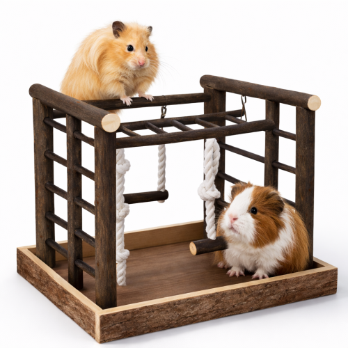 Parrot Activity Hub 36 × 29 × 25 cm – dřevěné hřiště pro hlodavce | přírodní zóna aktivity od ParrotPlanet.cz