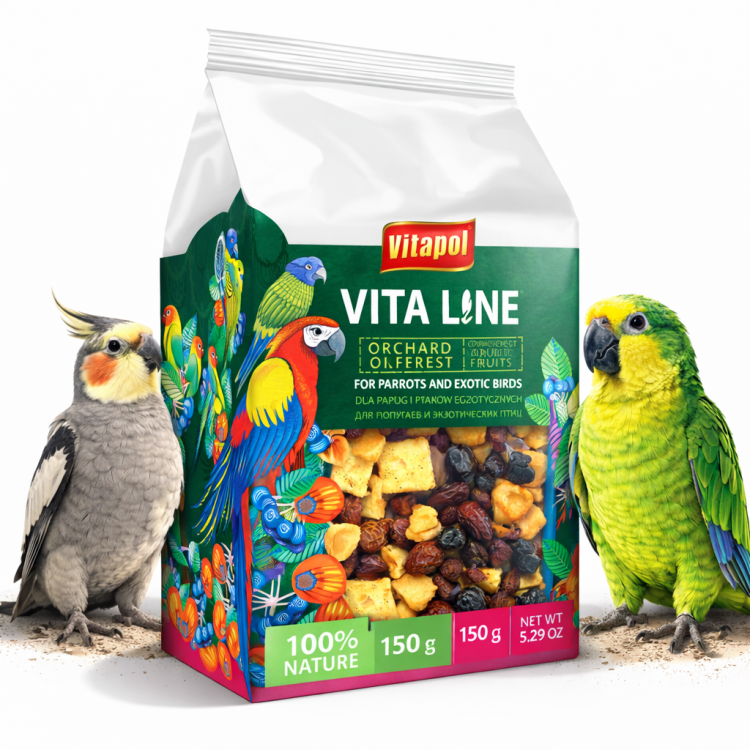 Vitapol VITALINE – Lesní a sadové ovoce pro všechny papoušky 150 g od ParrotPlanet.cz