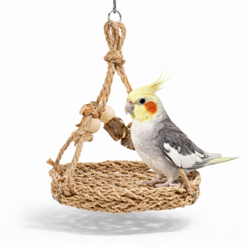 Naturalna Huśtawka z Trawy Morskiej - dla nimf i innych małych papug  od ParrotPlanet.pl