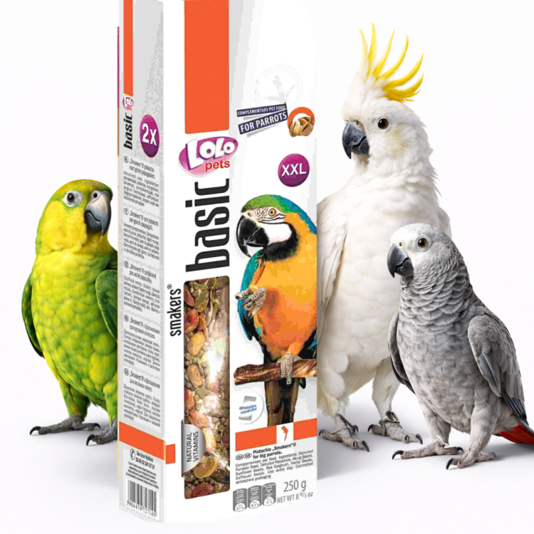 LoLo Pets BASIC- Smakers z pistacjami - Kolby dla dużych papug  250 g od ParrotPlanet.pl